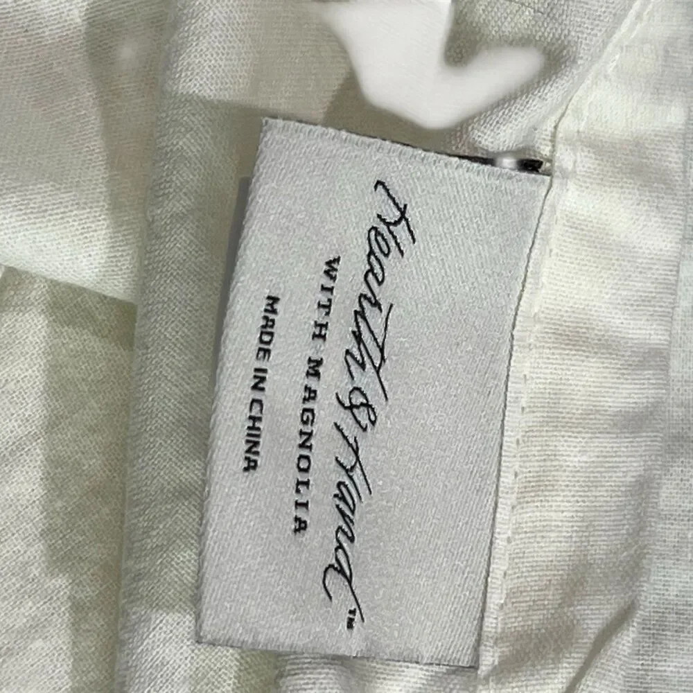 Hearth & Hand Magnolia Pillowcase Full Queen White Black Embroidery farmhouse